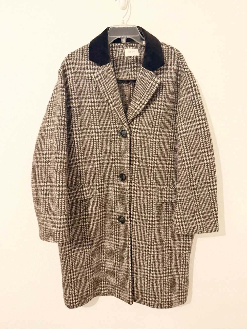 Doen Dover Coat in Lascelle Houndstooth Long Wool Size XS *